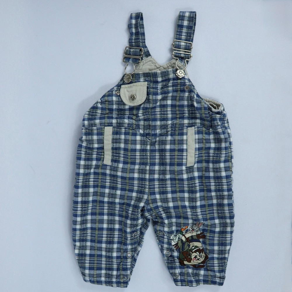 Vintage 1997 Warner Bros Looney Tunes Baby Denim Overalls & Polo Bodysuit 12M